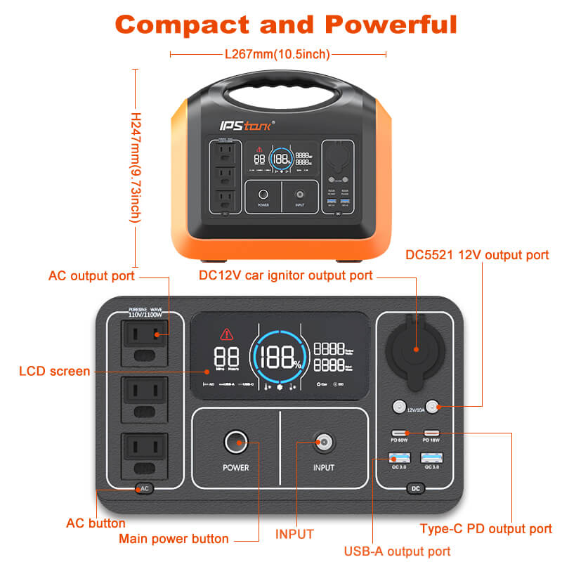 IPStank 1200W Portable Solar Power Station for USACANADA